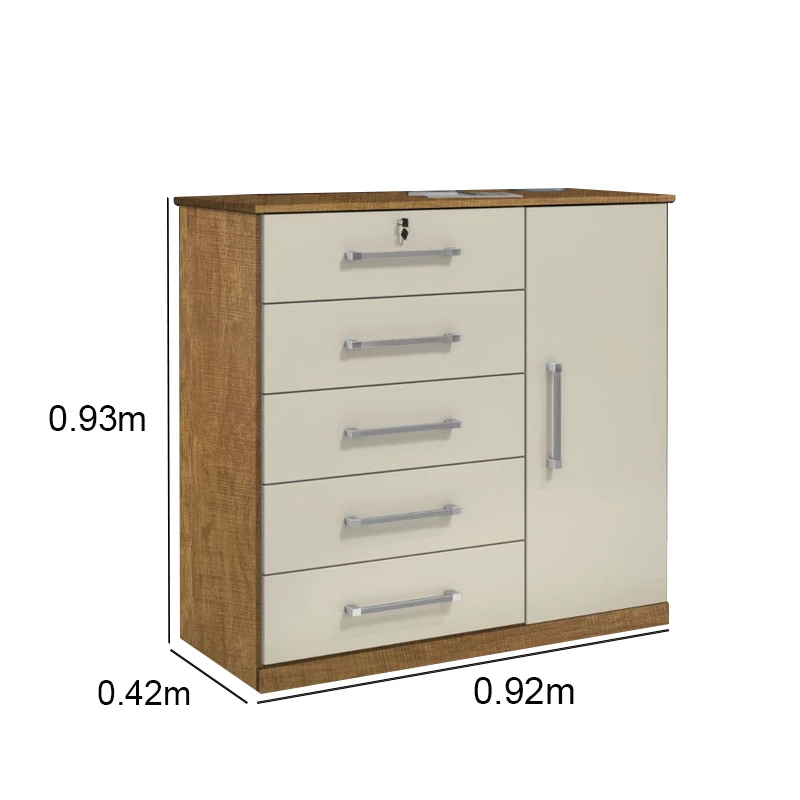 Cômoda Vane 5 Gavetas 1 Porta Larg. 0.92m - Imagem 4