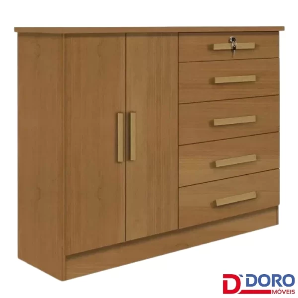Cômoda New Athos Cinamomo/Off 5 Gavetas e Sapateira Larg. 1.36m - D Doro - Imagem 2