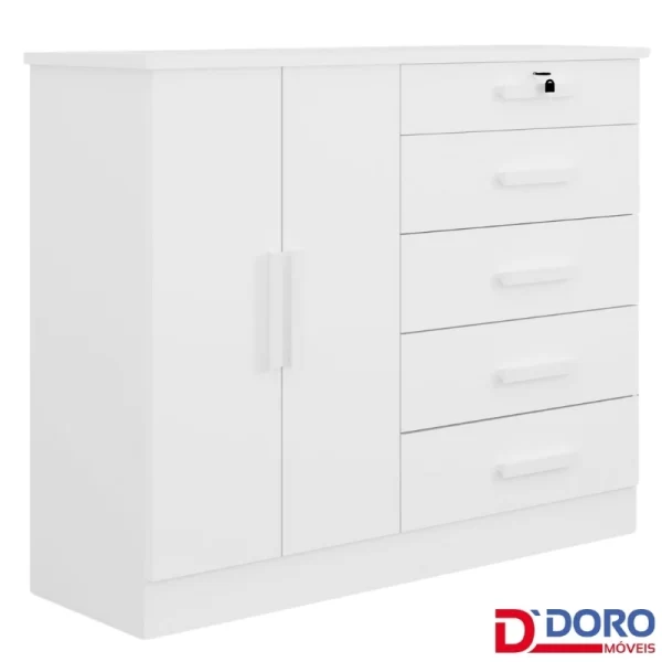 Cômoda New Athos Cinamomo/Off 5 Gavetas e Sapateira Larg. 1.36m - D Doro - Imagem 3