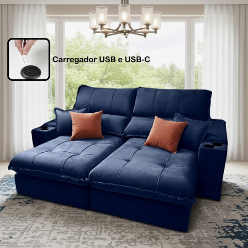 Sofá Retrátil Reclinável Sandiego Slim 2,50m - Molas Ensacadas D33 - Imagem 4