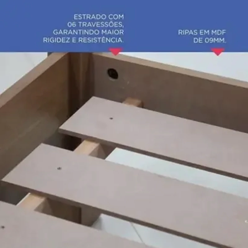 Cama Casal Primícia 100% MDF Larg. 1.53m - D Doro (SEM COLCHÃO) - Imagem 6