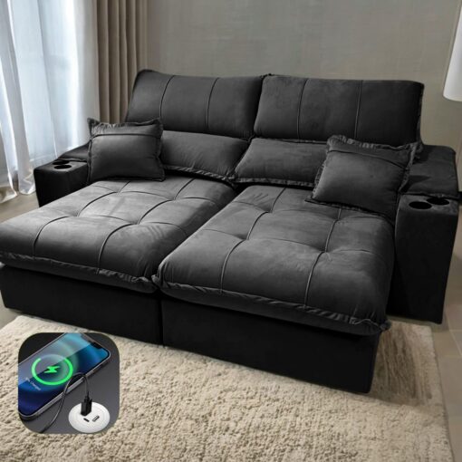 Sofá Retrátil Reclinável Sandiego 2,50m Molas Ensacadas D33 - Imagem 5