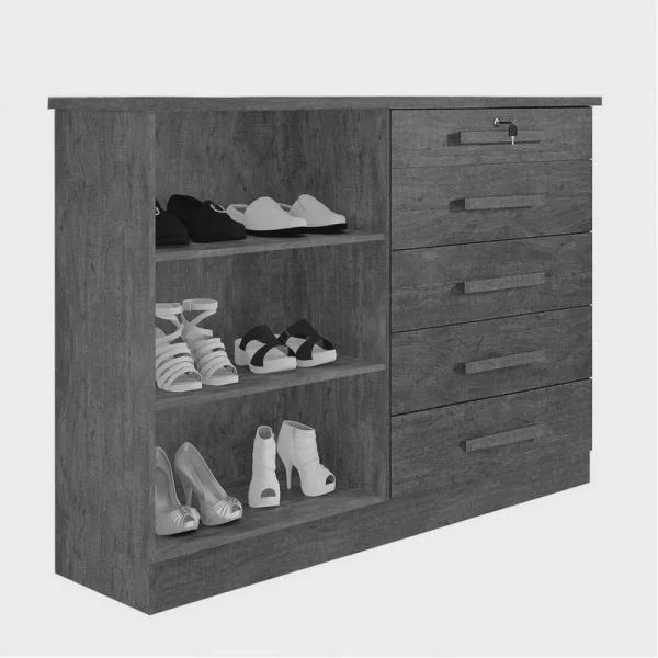 Cômoda New Athos Cinamomo/Off 5 Gavetas e Sapateira Larg. 1.36m - D Doro - Imagem 4