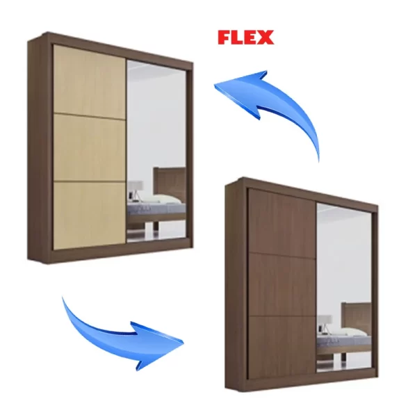 Roupeiro2 Portas c/ 1 espelho 3 Gavetas Larg. 1.85m 100% MDF - Image 4