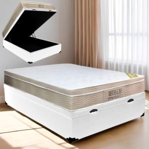 Colchão Casal Airtech Springpocket + Base Box Baú  – ORTOBOM + BIOSTAR