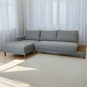 Alternative view of Sofá com Chaise 2,90m Chenile Linho Cinza Firenze – RONDOMÓVEIS