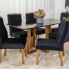 Mesa de Jantar  Vidro Off 160×80 6 Cadeiras Madeira Maciça 