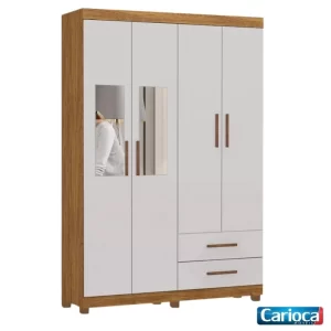 Roupeiro Hercules 04 Portas 02 Gavetas C/Espelho