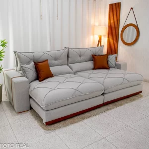Sofá Retrátil Reclinável Derek 2,90m - D33 e Molas Ensacadas (Linho)