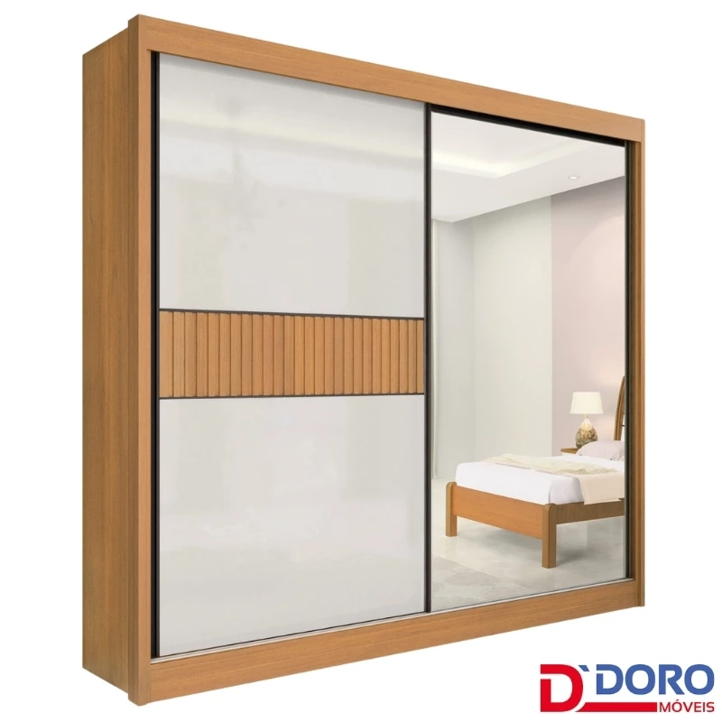 Guarda-Roupa Casal 2 Portas Titanium Ripado MDF  Larg. 2.20m D Doro