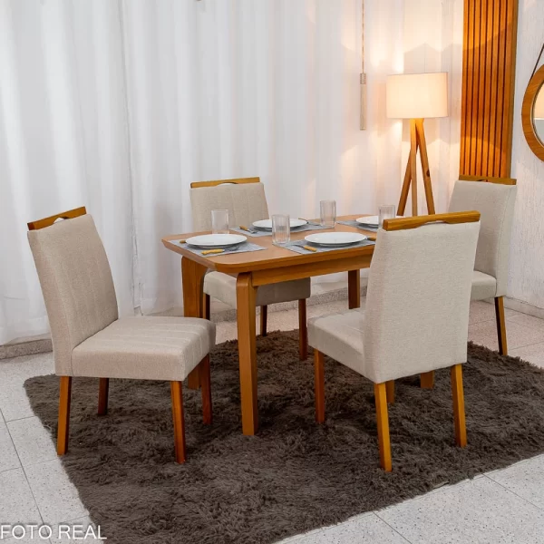Mesa de Jantar Cinamomo Rufato + 4 Cad. - Imagem 2