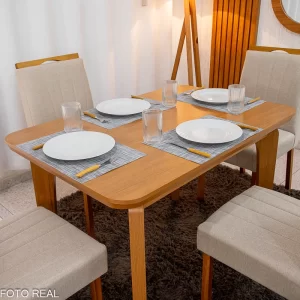 Mesa de Jantar Cinamomo Rufato + 4 Cad.