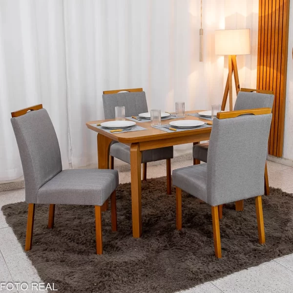 Mesa de Jantar Cinamomo Rufato + 4 Cad. - Imagem 3