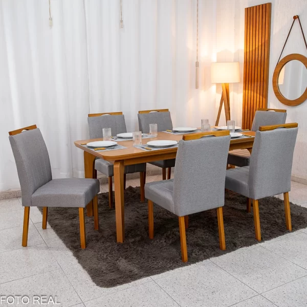 Mesa de Jantar Londrina 180x90 Cinamomo + 6 Cadeiras