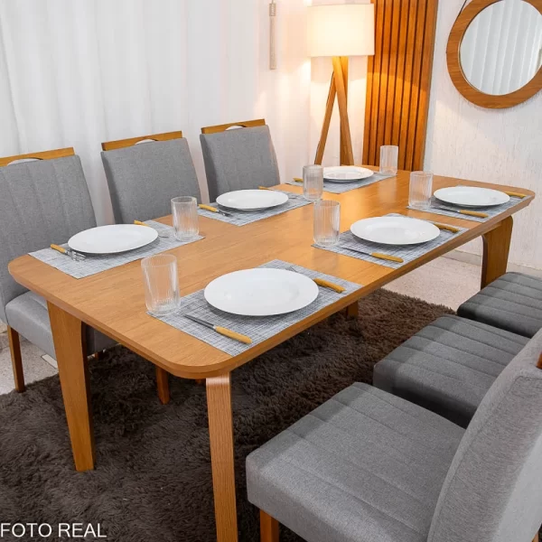 Mesa de Jantar Londrina 180x90 Cinamomo + 6 Cadeiras - Imagem 2