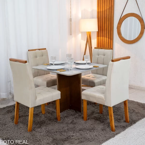 Mesa de Jantar Moscou 90x90 Vidro Off - Imagem 5