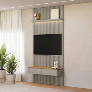 Painel Home Ripado Modular 1,40m Com LED
