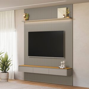 Painel Home Ripado Modular 2,20m Com LED