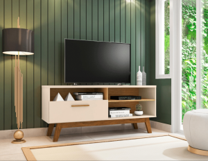 RACK PALÁDIO  TV ATÉ 55 POLEGADAS PÉS MADEIRA MACIÇA