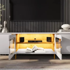 Alternative view of Rack Bancada Juquehy Larg. 1.80m Off/Nature C/LED para TV até 75" - Bechara