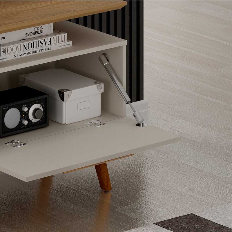 Rack Bancada São Paulo Larg.2.00m Off/Cinamomo para TV até 70 - Imagem 2