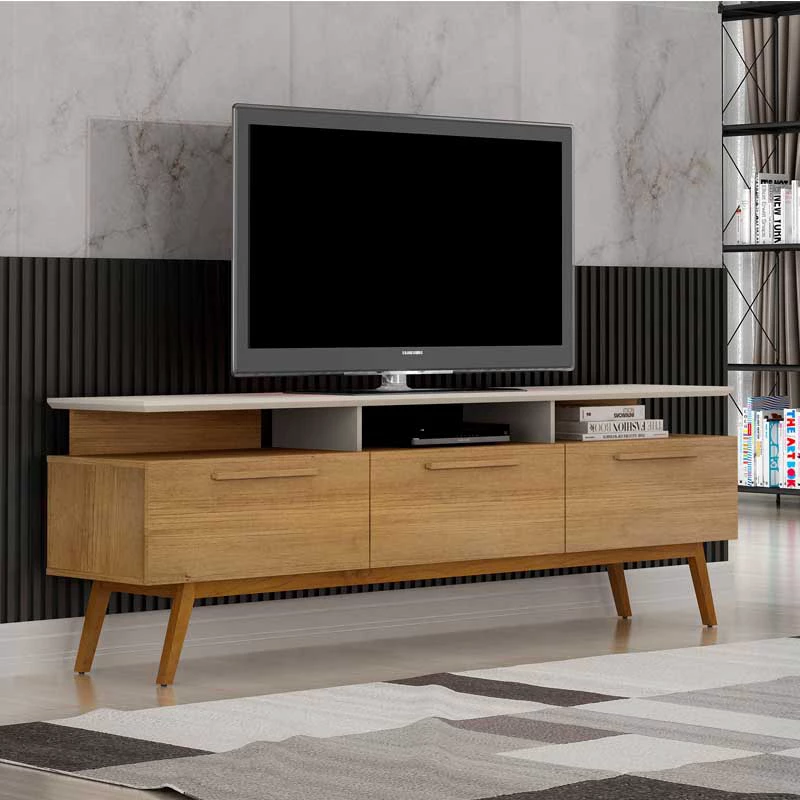 Rack Bancada São Paulo Larg.2.00m Off/Cinamomo para TV até 70