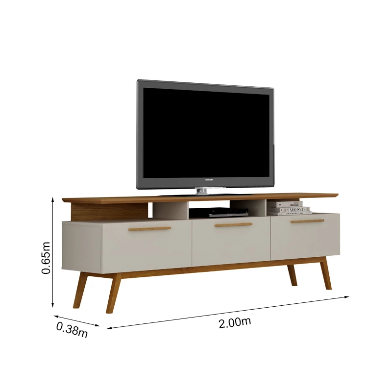Rack Bancada São Paulo Larg.2.00m Off/Cinamomo para TV até 70 - Imagem 4