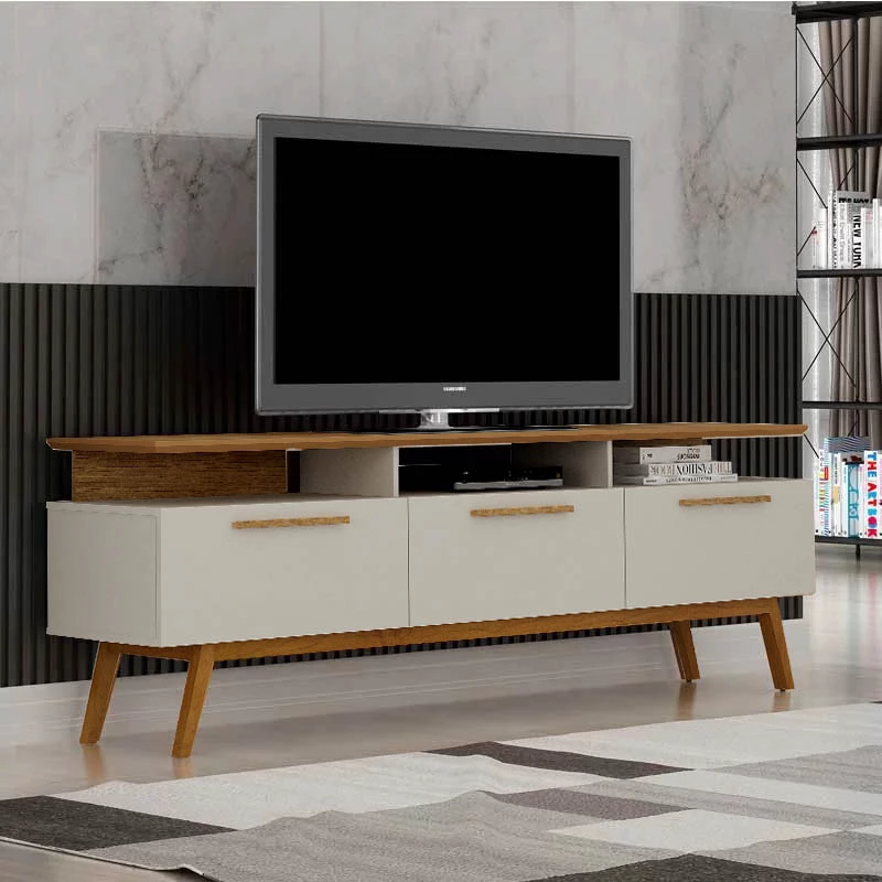 Rack Bancada São Paulo Larg.2.00m Off/Cinamomo para TV até 70 - Imagem 3