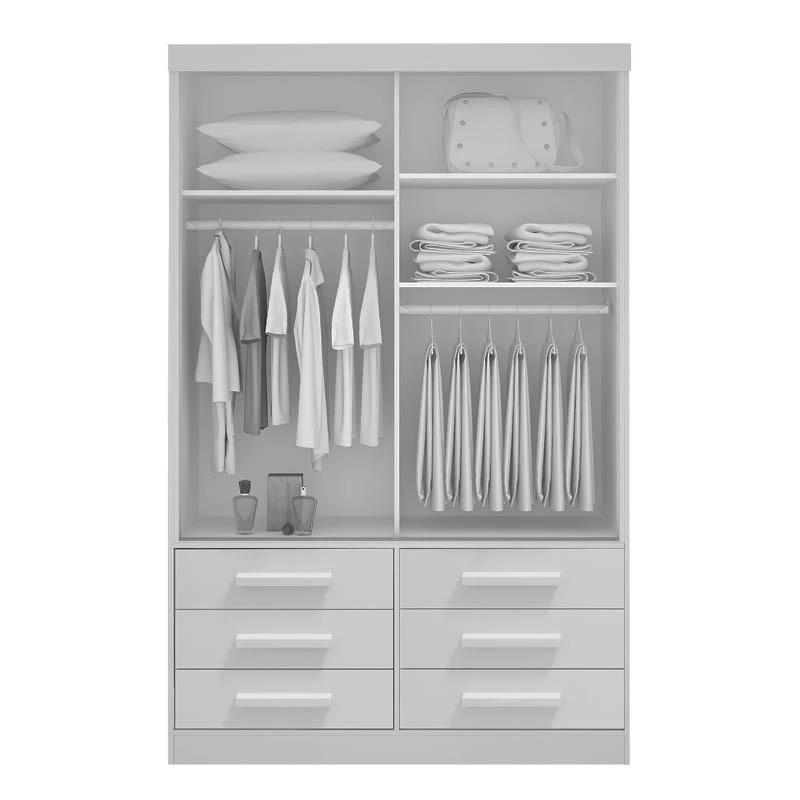 Roupeiro Solteiro Merídian 2 portas c/ 1 Espelho 6 Gavetas Larg. 1.35m - D Doro - Imagem 5