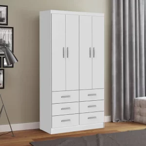 Roupeiro Nápoles Larg. 0.93m Branco 4 Portas 6 Gavetas San Marino