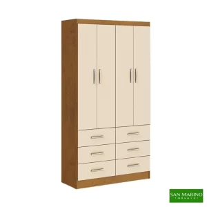 Alternative view of Roupeiro Nápoles Larg. 0.93m Branco 4 Portas 6 Gavetas San Marino