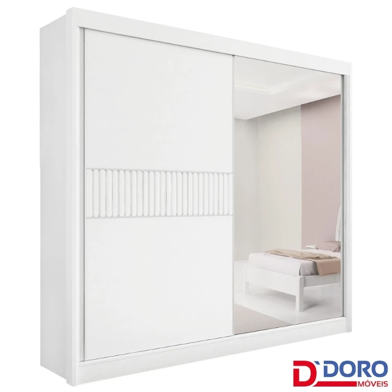 Guarda-Roupa Casal 2 Portas Titanium Ripado MDF  Larg. 2.20m D Doro - Imagem 2
