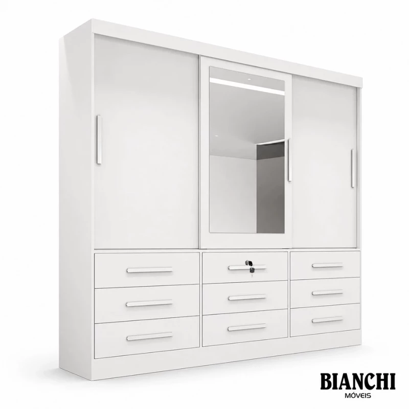 Guarda-roupa Turim Plus 3 Portas 100% MDF Larg. 2.11 - Imagem 3