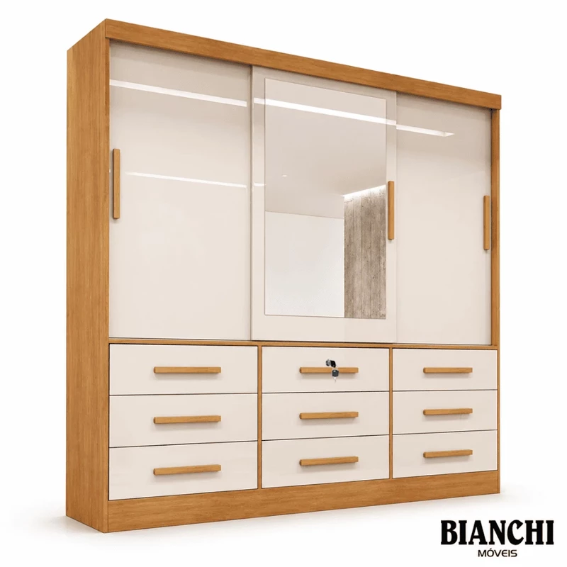 Guarda-roupa Turim Plus 3 Portas 100% MDF Larg. 2.11 - Imagem 2