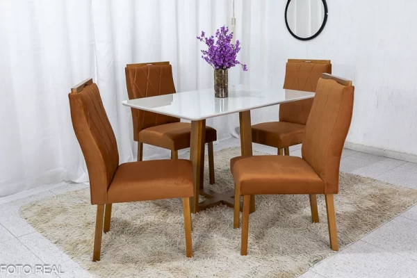 Mesa de Jantar  120×80 4 Cadeiras  Madeira Maciça - Image 2
