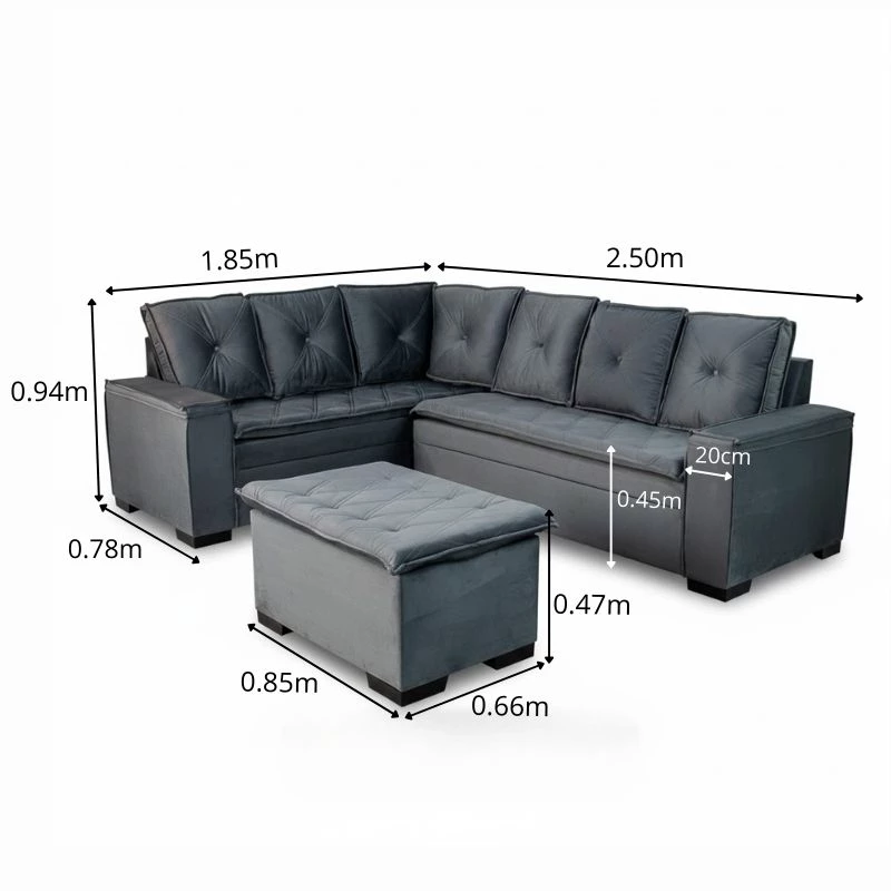 Sofá 3 e 2 lugares França com Puff - Imagem 6