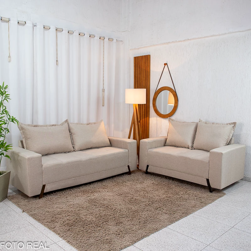 Sofá 2 e 3 Lugares cod. 8100 - Linho - Imagem 2