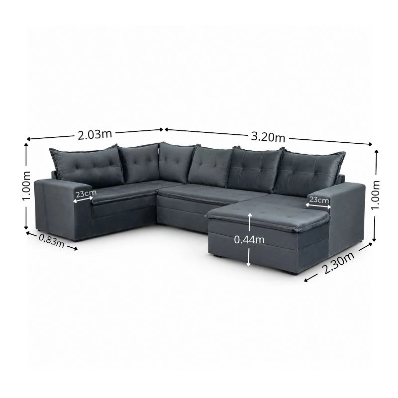Sofá de Canto Leblon 3,20m Chaise Lado Esquerdo - Imagem 6