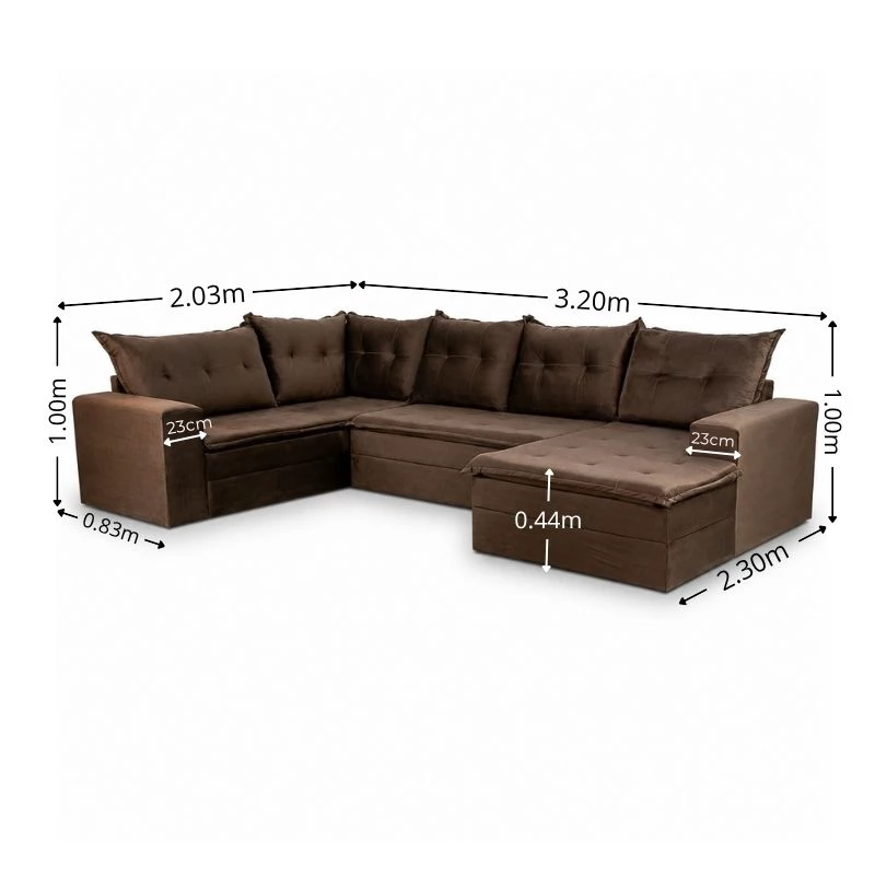 Sofá de Canto Leblon 3,20m Chaise Lado Esquerdo - Imagem 5