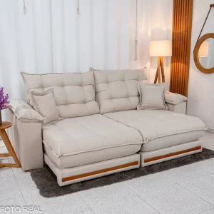 Sofá Retrátil Reclinável Veneza Plus 2,30m Molas Ensacadas D33 -Linho