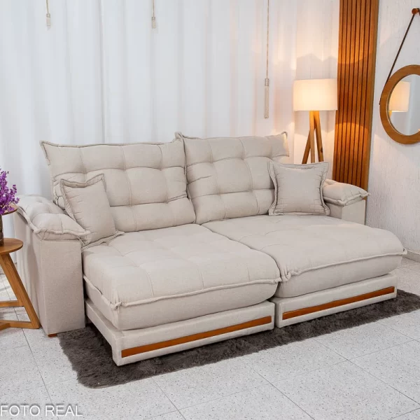 Sofá Retrátil Reclinável Veneza Plus 2,30m Molas Ensacadas D33 -Linho