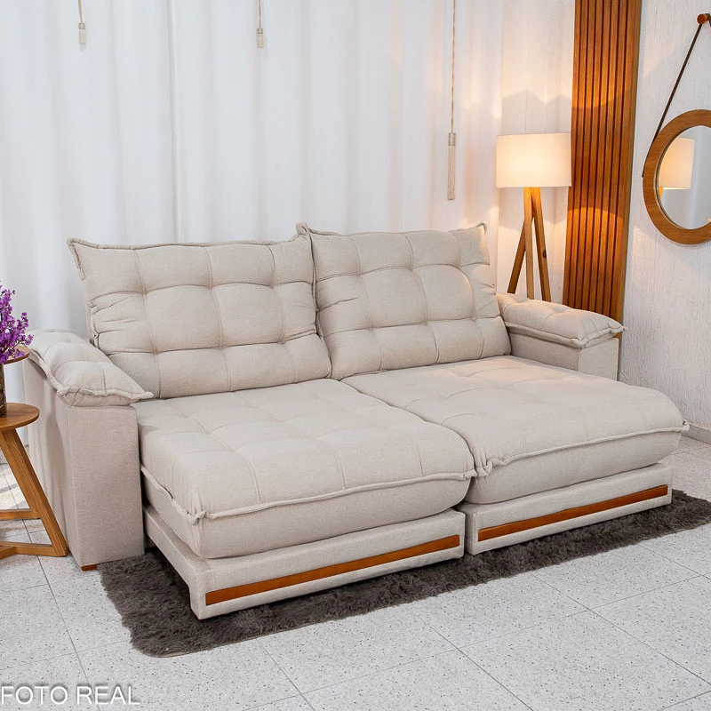Sofá Retrátil Reclinável Veneza 2,30m Molas Ensacadas D33 -Linho - Imagem 4