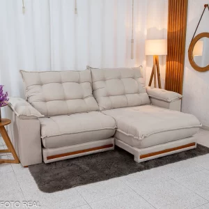 Alternative view of Sofá Retrátil Reclinável Veneza 2,50m Molas Ensacadas D33 -Linho