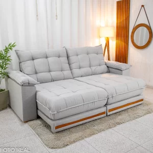 Sofá Retrátil Reclinável Veneza 2,50m Molas Ensacadas D33 -Linho