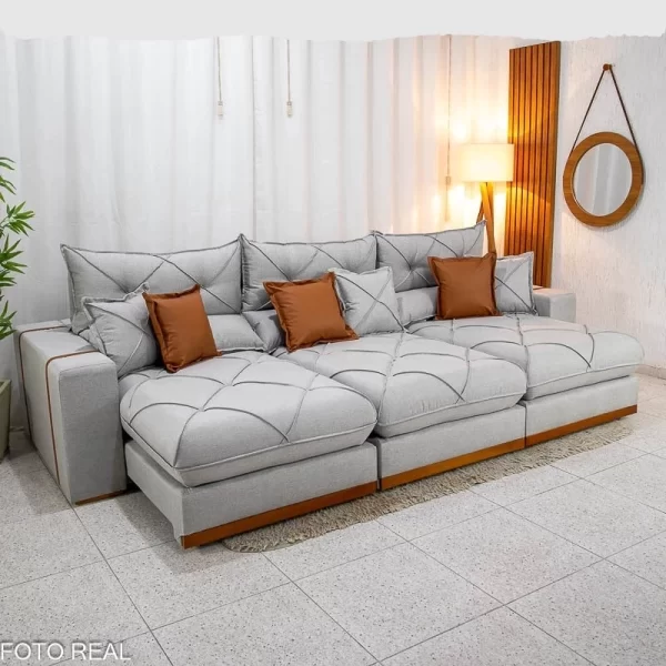 Sofá Retrátil Reclinável Derek 3,20m Molas Ensacadas D33 - Linho