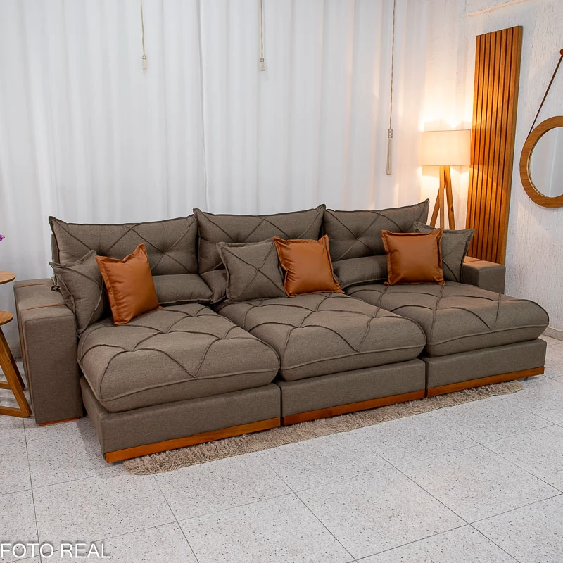 Sofá Retrátil Reclinável Derek 3,20m Molas Ensacadas D33 - Linho - Imagem 3