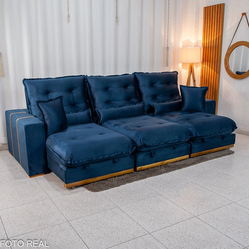 Sofá Retrátil Reclinável Lara 3,20m Molas Ensacadas - Imagem 3