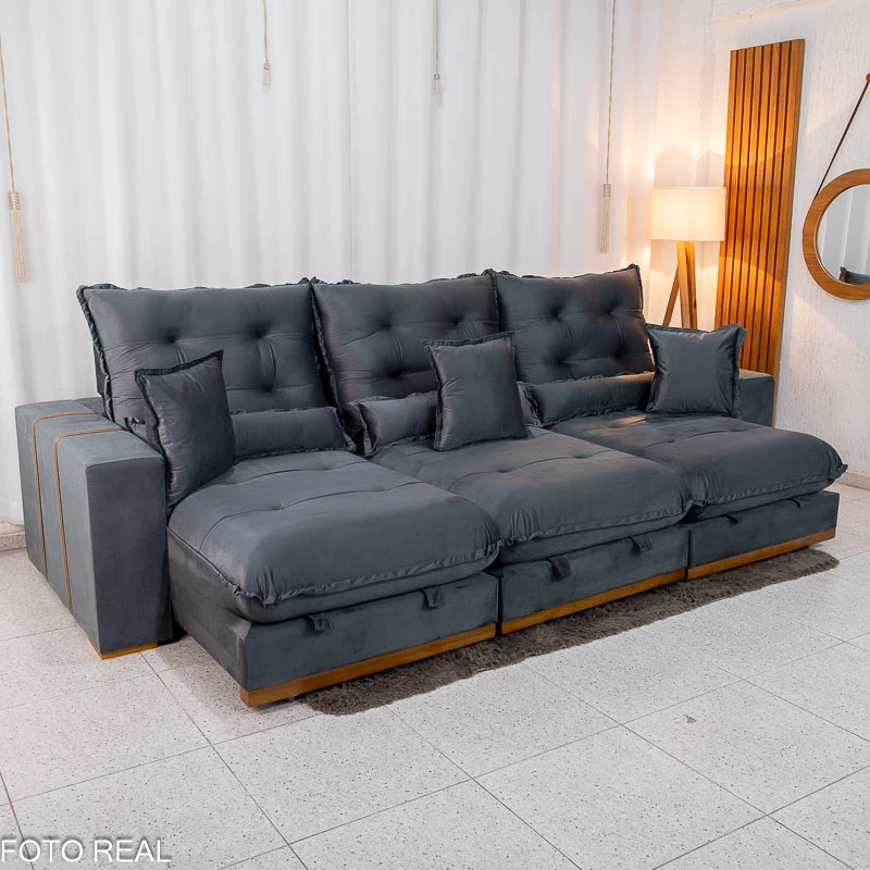 Sofá Retrátil Reclinável Lara 3,20m Molas Ensacadas - Imagem 4