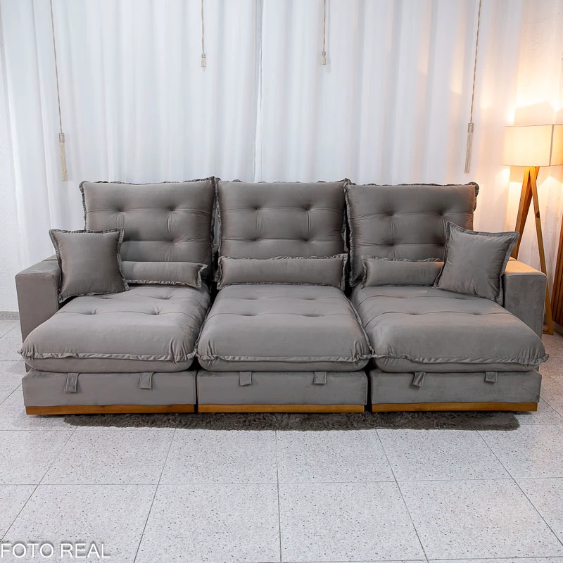 Sofá Retrátil Reclinável Lara 3,20m Molas Ensacadas - Imagem 5