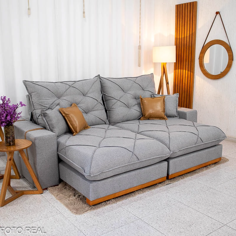 Sofá Retrátil Reclinável França 2,50m Linho  - Molas Ensacadas D33 - Imagem 2